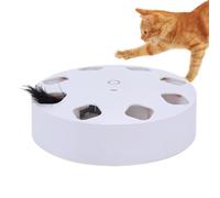 Zqkimzi Feathered Interactive Game for Cats, Interactive Toy with Holes for Cats, Bored Indoor Cat Exercise Toy, Rechargeable Feather Cat Game, Interactive Cat Game with 7 Holes, Rechargeable Cat Toy