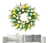 Zqkimzi Festive Easter Wreath, Colorful Spring Decoration, 20 Inches Holiday Wreath with Flowers, Artificial Floral Ring, Home Decor with Easy, Door Wall Accents for Living Room Kitchen Porch