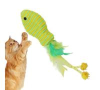 Zqkimzi Fish Toys for Cats, Interactive Feather Teaser Wand, Colorful Pet Entertainment Supplies, Portable Cat Play Accessories, Exercise and Activity Toys for Indoor Kittens