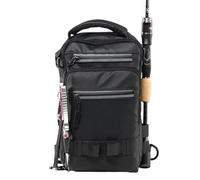 Zqkimzi Fishing Tackle Backpack, Waterproof Sling Fishing Bag, Multifunctional Pack with Rod Holder, Lightweight Tackle Backpacks, Perfect for Hunting, Hiking, and Any Trips, PVC
