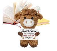 Zqkimzi Handmade Crochet Cow, Cute Animal Desk Ornament Decor, 12cm Figure with Soft Knit Feature, Yarn Material Crochets Cow Toy, Shelf Decor with Rustic Style, Gift Item for Women Mothers