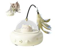 Zqkimzi Interactive Cat Feather Toy, Rechargeable Smart Teaser, Rotating Pet Enrichment Device, Boredom-Reducing Exerciser with Battery Powered for Kitten Hunting, 4.33x4.53x11.02 Inches