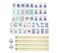 Zqkimzi Mahjong - Juego de piedras de mahjong portátil con diversión | Juego de mahjong portátil para mujeres y hombres, reunión familiar, fiesta al aire libre, camping y piscina, golf, montañas