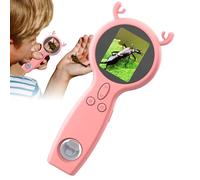 Zqkimzi Microscopio de mano para niños, portátil 50X, lupa digital HD, lupa multifuncional, microscopio de dos lentes, para colección de monedas