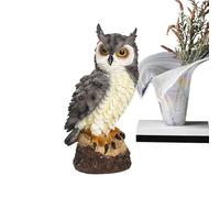 Zqkimzi Owl Statue, Outdoor Owl Decor, Realistic Animal Scare Action, Serious Expression Sculpture, Excellent for Balcony, Patio, Porch, Roof, Pond, Yard, 6.69 x 2.95 x 3.94 Inches