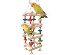 Zqkimzi Parrot Chewing Toy, Wooden Climbing Toys, Safe Bite Accessory, Bird Play Supplies for Parakeets, Woodpeckers, Family Bonding, Friends, Adult Bird Owners, 14.57x3.94x3.94 Inches