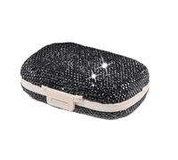 Zqkimzi Pastillero diario, organizador de píldoras con diamantes de imitación, pastillero brillante, pastillero con purpurina, contenedor de píldoras con brillo, pastillero de diamantes de imitación