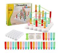 Zqkimzi Stringing Toys, Stacking Board Game, Educational Threading Games, Stacking Blocks Puzzle, Two-Player Battle with Learning and Calming Activity for Travel, Home, 8.27x8.27 Inches