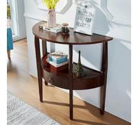 ZQKJLH Mesa Auxiliar rústica de Entrada Consola Estilo Granja con cajón Almacenamiento Moderno Mueble semicircular for recibidor Sala Estar Pasillo o vestíbulo(Coffee,66cm)
