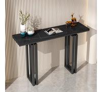 ZQKJLH Mesa Consola Larga, Moderna, de Metal, con Estante de Almacenamiento detrás del sofá. Organizador for TV en la Entrada, recibidor, Sala de Estar, Dormitorio o cómoda.(Nero,150cm)