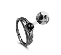 ZqlDDayUP Anillo con foto personalizada, plata de ley 925, banda con alas de ángel, anillos a juego para parejas, personaliza los anillos de pareja con corona, regalos románticos para él y para ella