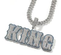 ZqlDDayUP Colgante de letra personalizable, collar con nombre de inicial, diamantes coloridos, colgante de cadena con nombre de letra helada, placa de nombre con cuerda/cadena de tenis, joyería de hip