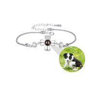 ZqlDDayUP Pulsera con foto personalizada con trébol de cuatro hojas Pulsera con proyección de foto personalizada Plata de ley 925 100 idiomas «Te quiero» Brazalete Regalo conmemorativo para mujeres