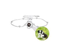 ZqlDDayUP Pulseras con foto, pulsera con proyección de foto personalizada, pulsera con huella de perro personalizada, plata de ley 925, pulseras «Te quiero», regalos conmemorativos personalizados
