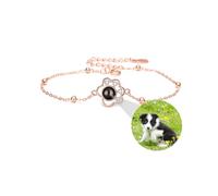 ZqlDDayUP Pulseras con foto, pulsera con proyección de foto personalizada, pulsera con huella de perro personalizada, plata de ley 925, pulseras «Te quiero», regalos conmemorativos personalizados