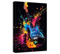 ZQQART Lienzo colorido de guitarra, arte de pared, graffiti, rock, guitarra, cuadros temáticos musicales, sala de estar, marco decorativo (guitarra, 1,16 x 61 cm)
