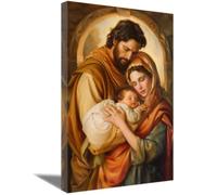 ZQQART Lienzo decorativo para pared de Jesús, imagen de la Sagrada Familia de la Virgen María y José, póster católico, oración de la iglesia, decoración de habitación enmarcada (Sagrada Familia B, 12