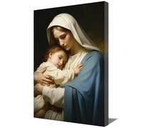 ZQQART Lienzo decorativo para pared, diseño de la Virgen María, madre de Jesús y bebé Jesús, póster para decoración de habitación de oración de la iglesia (obra de arte C, 12 x 18 pulgadas)