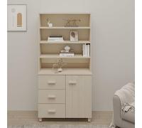 ZQQLVOO Alto Aparador de Madera de Pino Macizo con 1 Puerta, 3 Cajones y 3 Estantes, Mueble de Almacenaje Estable para Organizar Objetos Diarios y Decorativos