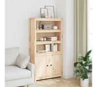 ZQQLVOO Aparador Alto de Madera de Pino Macizo con 3 Estantes Abiertos y 2 Puertas, Mueble de Almacenamiento Rústico y Robusto para Organizar el Hogar, Complemento Decorativo