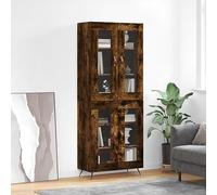 ZQQLVOO Aparador Alto Madera contrachapada Roble Ahumado 69,5x34x180 cm, Bufetera, Vitrina, Cómoda, Armario, Alacena, Mueble de Almacenamiento para Sala de Estar o Comedor