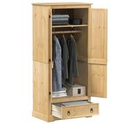 ZQQLVOO Armario Corona de Madera Maciza de Pino 76x50x170 cm con Espacio de Almacenamiento Amplio y Tiradores de Metal para Organizar Ropa y Accesorios, Mueble de Dormitorio