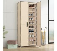 ZQQLVOO Armario Zapatero de Tela Crema 60x30x166 cm con 10 Niveles, Estructura de Acero Estable y Ligera, Amplio Espacio de Almacenamiento para 30 Pares de Zapatos, Cubierta de Tela
