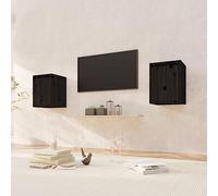 ZQQLVOO Armarios de pared 2 unidades, color negro, estantería de almacenamiento para plantas para cocina, baño, 30 x 30 x 40 cm, madera maciza de pino