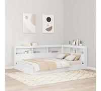 ZQQLVOO Cabecera de Almacenamiento Blanco L-Shaped Bed Headboard with Built-in Shelves, Minimalist Space-Saving Design for Bedroom Storage and Organization 120 cm Mader