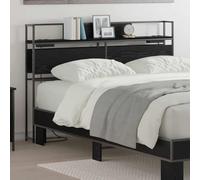 ZQQLVOO Cabecera de Almacenamiento con cabecera Roble Negro Modern Storage Headboard with Built-in Charging Station, Sleek Design for Bedroom Organization and Convenien