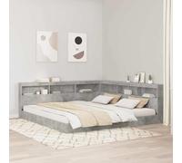 ZQQLVOO Cabecera de Almacenamiento con Estante Gris hormigón L-Shaped Bed Headboard with Built-in Shelves, Minimalist Space-Saving Design for Bedroom Storage and Organi
