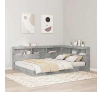 ZQQLVOO Cabecera de Almacenamiento con Estante Gris hormigón L-Shaped Bed Headboard with Built-in Shelves, Minimalist Space-Saving Design for Bedroom Storage and Organi