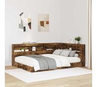 ZQQLVOO Cabecera de Almacenamiento con Estante Roble Ahumado L-Shaped Bed Headboard with Built-in Shelves, Minimalist Space-Saving Design for Bedroom Storage and Organi