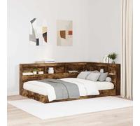 ZQQLVOO Cabecera de Almacenamiento con Estante Roble Ahumado L-Shaped Bed Headboard with Built-in Shelves, Minimalist Space-Saving Design for Bedroom Storage and Organi