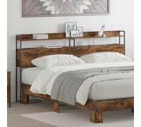 ZQQLVOO Cabecera de Almacenamiento con Estante Roble Ahumado Modern LED Headboard with USB-C Ports and Storage Compartments for Bedroom Organization and Stylish Decor 2