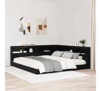ZQQLVOO Cabecera de Almacenamiento con Estante Roble Negro L-Shaped Bed Headboard with Built-in Shelves, Minimalist Space-Saving Design for Bedroom Storage and Organiza