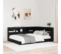 ZQQLVOO Cabecera de Almacenamiento con Estante Roble Negro L-Shaped Bed Headboard with Built-in Shelves, Minimalist Space-Saving Design for Bedroom Storage and Organiza