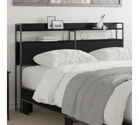 ZQQLVOO Cabecera de Almacenamiento con Estante Roble Negro Modern LED Headboard with USB-C Ports and Storage Compartments for Bedroom Organization and Stylish Decor 140