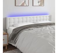 ZQQLVOO Cabecero con LED Cuero sintético Blanco Classic LED Headboard with Modern Design, Adjustable Height, and Flexible RGB Strip for Bedroom Comfort and Back Support