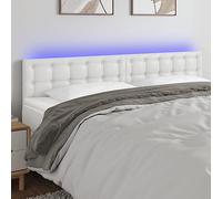 ZQQLVOO Cabecero con LED Cuero sintético Blanco Modern LED Headboard with Adjustable Height, Synthetic Leather Upholstery for Bedroom, Back Support for Reading and Watc