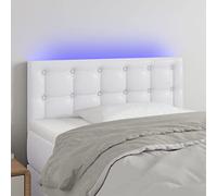 ZQQLVOO Cabecero con LED Cuero sintético Blanco Modern LED Headboard with Adjustable Height, Synthetic Leather Upholstery for Bedroom, Back Support for Reading and Watc