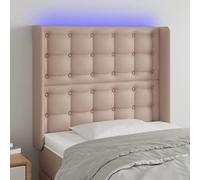 ZQQLVOO Cabecero con LED Cuero sintético Capuchino Classic LED Headboard with Modern Design, Adjustable Height, and Flexible RGB Strip for Bedroom Comfort and Back Supp