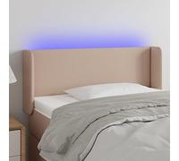 ZQQLVOO Cabecero con LED Cuero sintético Color Capuchino Modern LED Headboard with Adjustable Height, Durable Synthetic Leather Upholstery for Bedroom Comfort and Back
