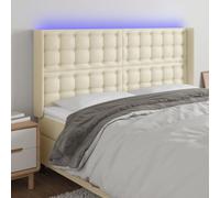 ZQQLVOO Cabecero con LED Cuero sintético Color Crema Classic LED Headboard with Modern Design, Adjustable Height, and Flexible RGB Strip for Bedroom Comfort and Back Su