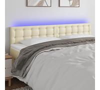 ZQQLVOO Cabecero con LED Cuero sintético Color Crema Modern LED Headboard with Adjustable Height, Synthetic Leather Upholstery for Bedroom, Back Support for Reading and