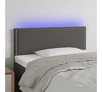 ZQQLVOO Cabecero con LED Cuero sintético Gris Modern LED Headboard with Adjustable Height, Synthetic Leather Upholstery for Bedroom, USB Powered Backrest with Color Lig