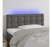 ZQQLVOO Cabecero con LED Cuero sintético Gris Modern LED Headboard with Adjustable Height, Synthetic Leather Upholstery for Bedroom, Back Support for Reading and Watchi