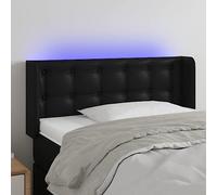 ZQQLVOO Cabecero con LED Cuero sintético Negro Classic LED Headboard with Modern Design, Adjustable Height, and Flexible RGB Strip for Bedroom Comfort and Back Support
