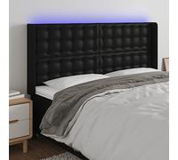 ZQQLVOO Cabecero con LED Cuero sintético Negro Classic LED Headboard with Modern Design, Adjustable Height, and Flexible RGB Strip for Bedroom Comfort and Back Support