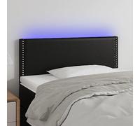 ZQQLVOO Cabecero con LED Cuero sintético Negro Modern LED Headboard with Adjustable Height, Synthetic Leather Upholstery for Bedroom, USB Powered Backrest with Color Li